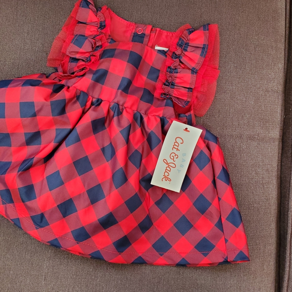 Baby Cat & Jack 0-3 month red and navy blue dress